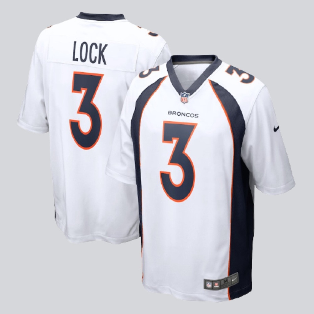 Denver Broncos #3 Drew Lock White Jersey Size XL